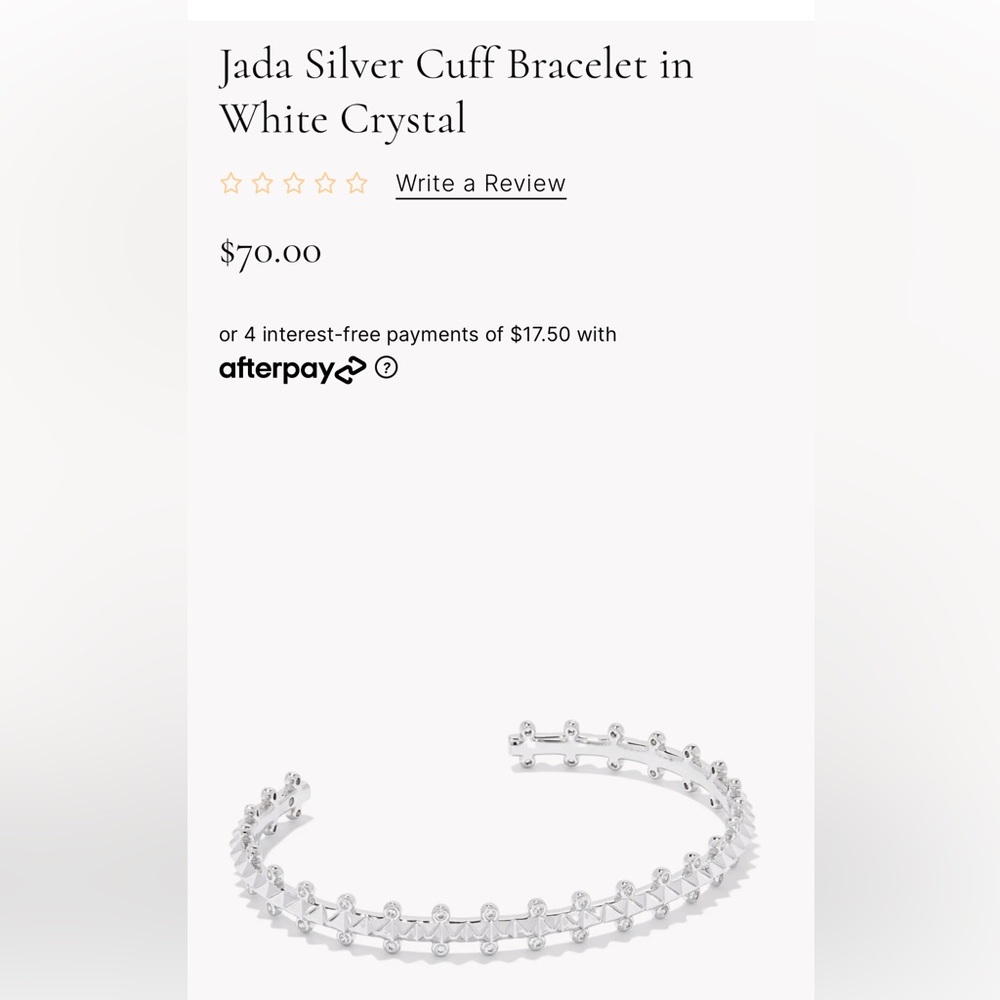 Jada Silver Cuff Bracelet in White Crystal